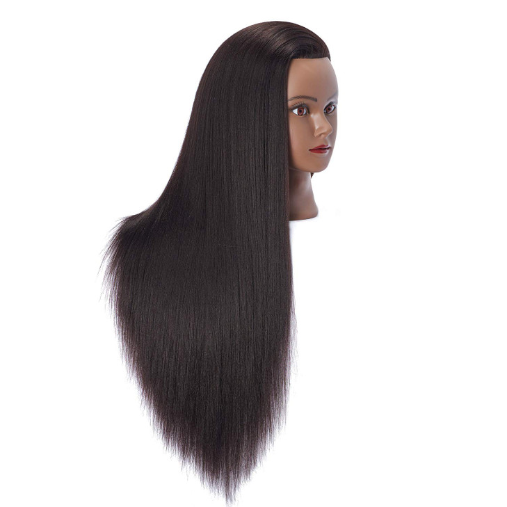 Hairlink 26-28'' Mannequin Head Yaki Synthetic Fiber Hair Styling Training Head Dolls for Cosmetology Manikin Maniquins Practice Head with Stand (661