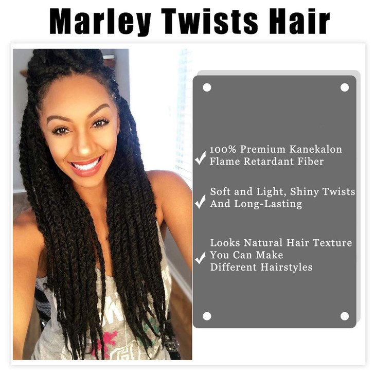 3 Packs Kinky Marley Braiding Hair for Twists 18 Inch Long Afro Kinky Marley Hair Twist for Butterfly Locs Crochet Braids Hair(1B#)