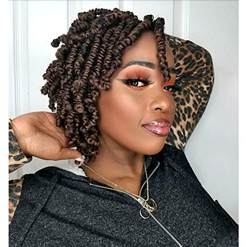 TOYOTRESS Bob Spring Twist Crochet Hair 8 inch (140 strands) Ombre Brown Cute & Versatile Pre-twisted Spring Twists Crochet Braids Synthetic Braiding