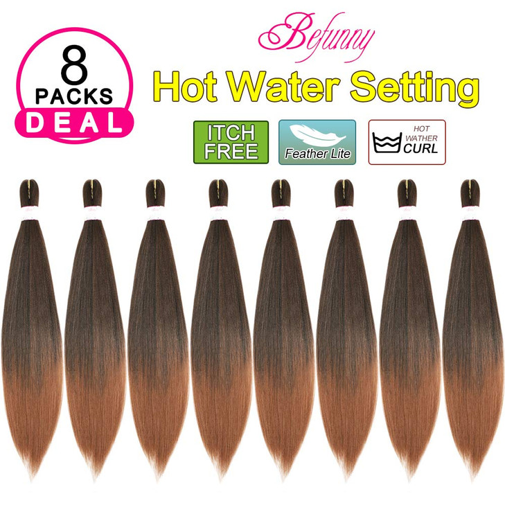 Pre-Stretched Braiding Hair,16 Inch 8 Packs Short Prestretched Braiding Hair For Crochet Braids,Professional Synthetic Easy Hair For Black Women Croc