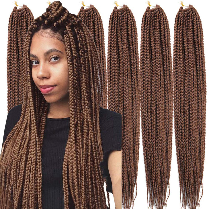 Mayloss 6 Packs/Lot (14/18/24/30) inch 1cm 20 Strands/Pack Thin 3X Box Braid Crochet Hair Extensionin Diameter 3X Synthetic Braid Hair Extensions Cro
