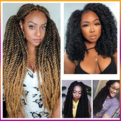 ToyoTress Marley Twist Braiding Hair - 18 Inch 6 Packs Marley Twist Crochet Hair Ombre Brown, Long Afro Kinky Curly Marley Hair For Faux Locs Crochet