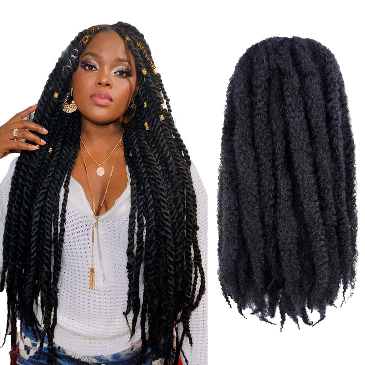 ToyoTress Marley Twist Braiding Hair - 18 Inch 6 Packs Black Marley Hair For Faux Locs, Marley Twist Crochet Hair Afro Kinky Curly Crochet Braids Syn