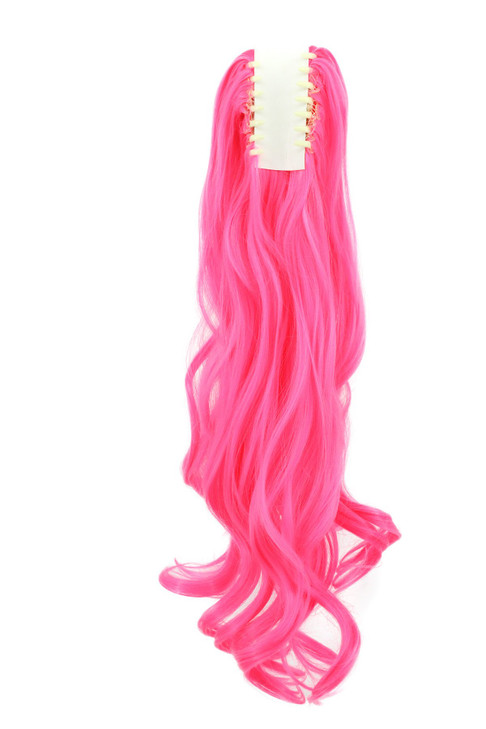 karlery Curly Clip In Thick Claw Drawstring Ponytail Extension Multi-colored Hair Pony Tail Hair Extension (Hot Pink)