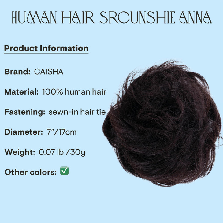 CAISHA 100% HUMAN HAIR Scrunchie Hair Piece Updo Braid Hair Scrunchy Messy Bun Black-Brown H312g