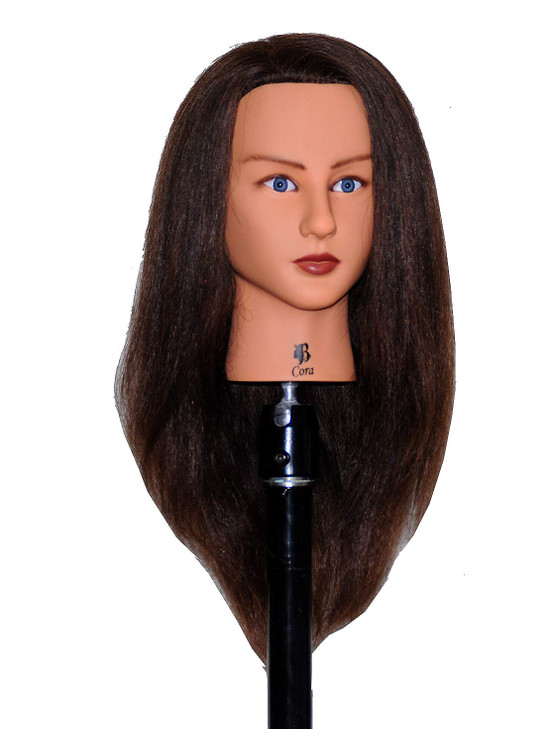 Bellrino 20-22" Cosmetology Mannequin Manikin Training Head with Human Hair with Table Clamp Holder - Helen (B-CORA+C)