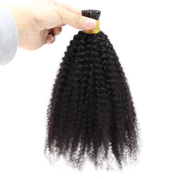 ZigZag Hair Afro Kinky Curly I Tip Hair Extensions Brazilian Virgin Human Hair 1g/strand 100g 4B 4C Easy Stick Tip Hair (20inch, 4B 4C)