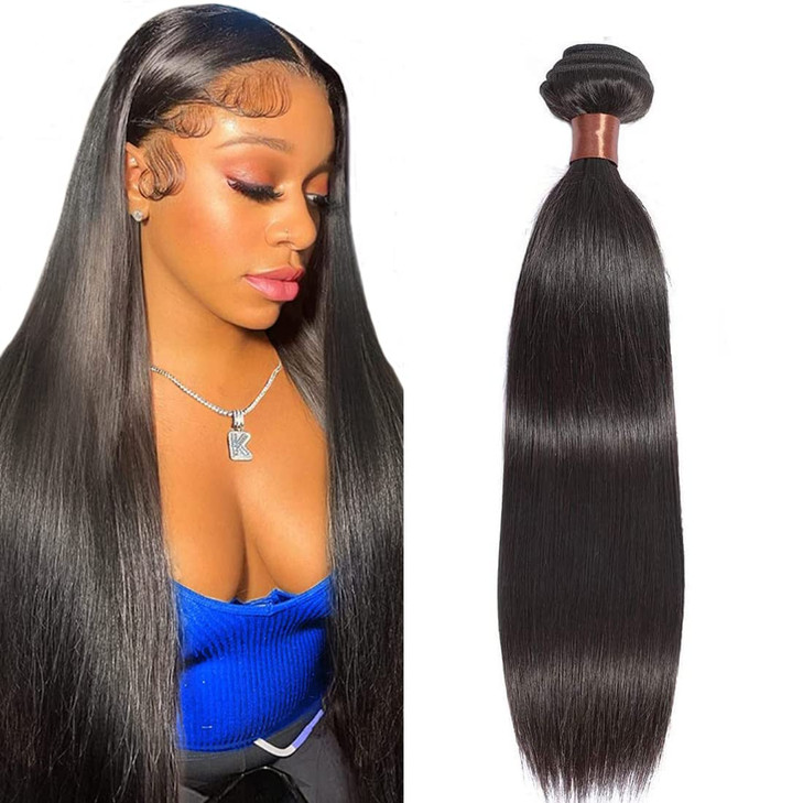 ANGIE QUEEN Brazilian Virgin Hair Straight Hair One Bundle 24inch 100% Unprocessed Virgin Human Hair Extension Hair Weave Weft Natural Black Color (1