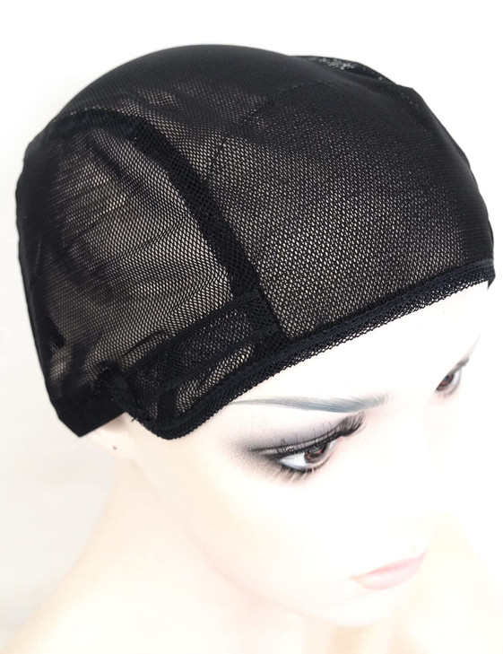 BLUPLE Mesh Wig Caps for Making Wigs 2 pcs Black Color Stretch Weaving Caps with Back Adjustable Straps For Women (Medium, Black Stretch Cap)