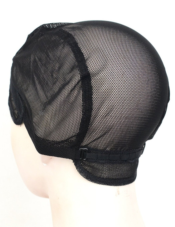 BLUPLE Mesh Wig Caps for Making Wigs 2 pcs Black Color Stretch Weaving Caps with Back Adjustable Straps For Women (Medium, Black Stretch Cap)