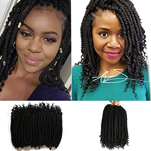 ROSESSEA 12 Inch Black Crochet Hair For Black Women 8 Packs Crochet Braids Spring Twist Crochet Braiding Curly Crochet Hair Spring Twist Hair Curl En