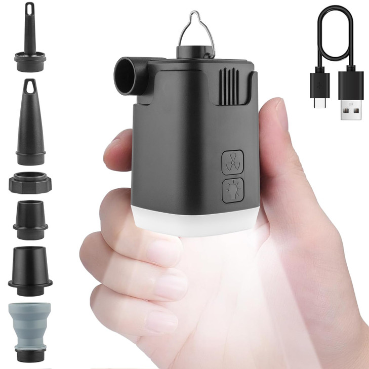 XINBAOHONG Mini Air Portable Camping Light Tiny Inflator/Deflator Pump with 4000mAh Battery USB Rechargeable for Pool Floats Air Bed Air Mattress Swi