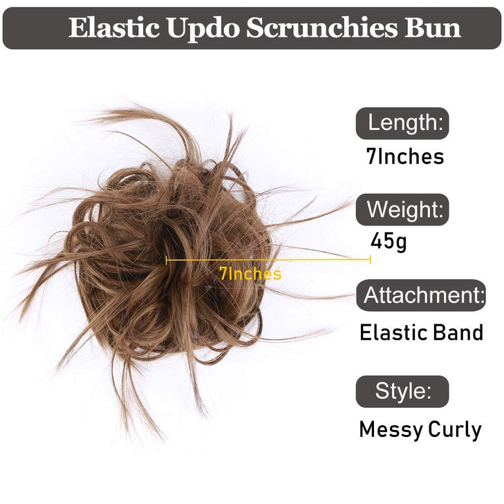 HMD Tousled Updo Messy Bun Hair Piece Hair Extension Ponytail With Elastic Rubber Band Updo Extensions Hairpiece Synthetic Hair Extensions Scrunchies