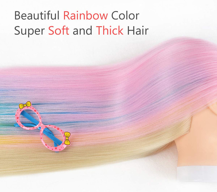 PERFEHAIR Doll Mannequin Head for Braiding Hair-26", Kids Styling Practice Training Manikin Head for Girls