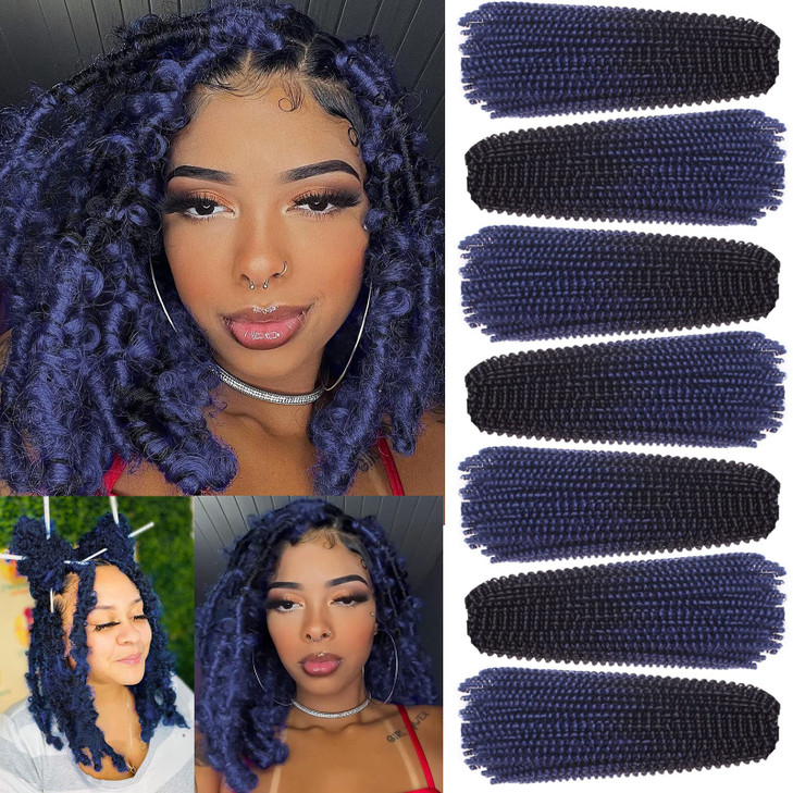Xtrend 12 Inch 7 Packs Spring Twist Crochet Braids Hair For Butterfly Faux Locks Short Crochet Hair Synthetic Braiding Hair Extensions For Woman (1B#