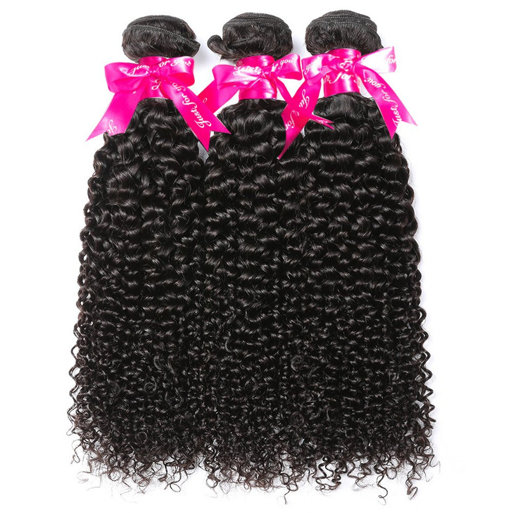 Hermosa Brazilian Curly Hair 3 Bundles Double Weft Brazilian Curly Weave Human Hair Bundles 10A Unprocessed Brazilian Virgin Hair Black Color 18 20 2