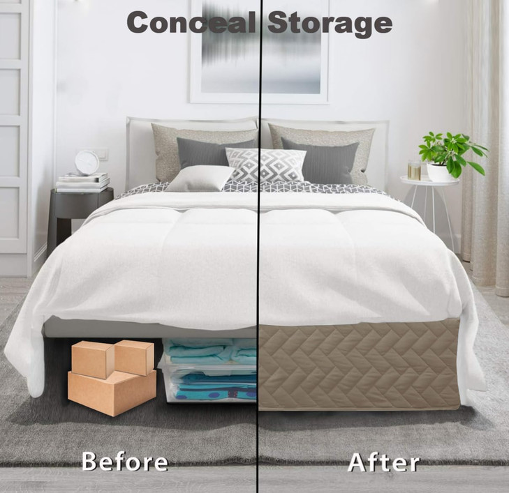 Queen Bed Skirt-Box Spring Cover with 14 Inch Tailored Drop,Wrinkle and Fade Resistant Hotel Wrap Around Bed Skirts,Bed Frame Cover (Checkered Light