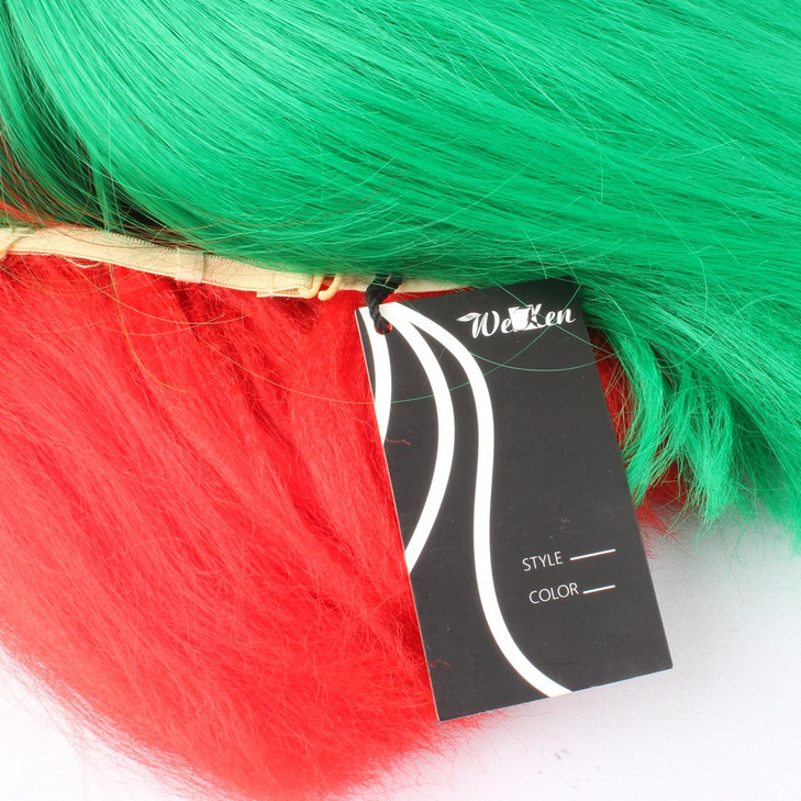 WeKen Fashion Wig Women's Short Bob Kinky Straight Full Bangs Synthetic Hairpieces Red and Green