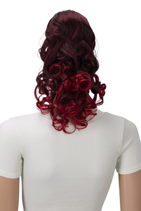 CAISHA 2 IN 1 Ponytail 12" Or 14" Hairpiece Clip On Extension Voluminous Wavy Red Mix H16-2