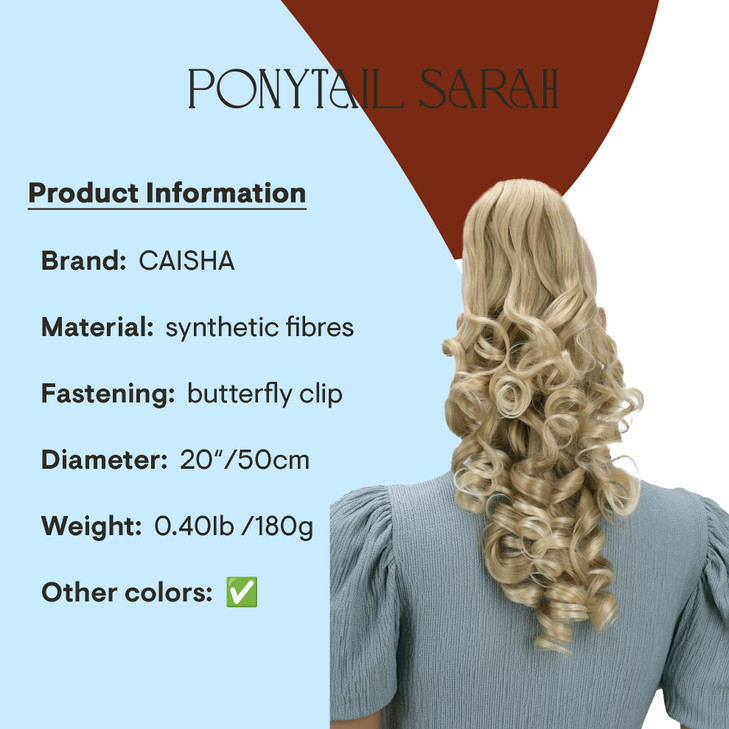CAISHA 20" Hairpiece Ponytail Clip On Extension With Butterfly Claw Voluminous Wavy Blonde Mix HV2