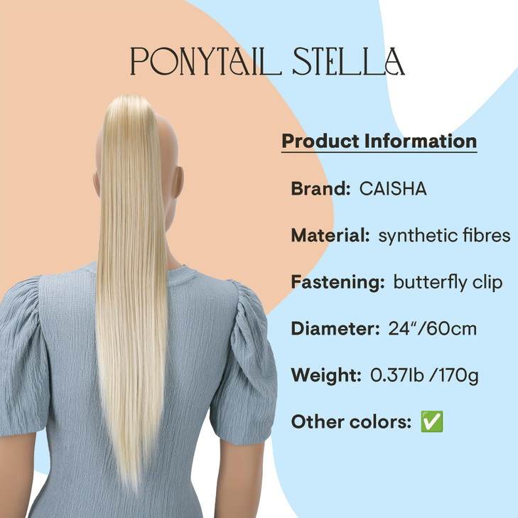 CAISHA 24" Hairpiece Ponytail Clip On Extension Long Hair Straight Light Blonde Mix H613