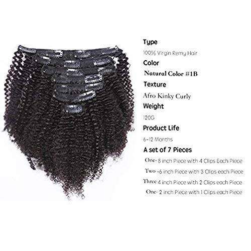 Loxxy Afro Kinky Curly Clip In Hair Extensions Natural Black Hair Clip Ins Virgin 3C 4A Clip In Hair Extensions For African Black Women 8A Grade Kink