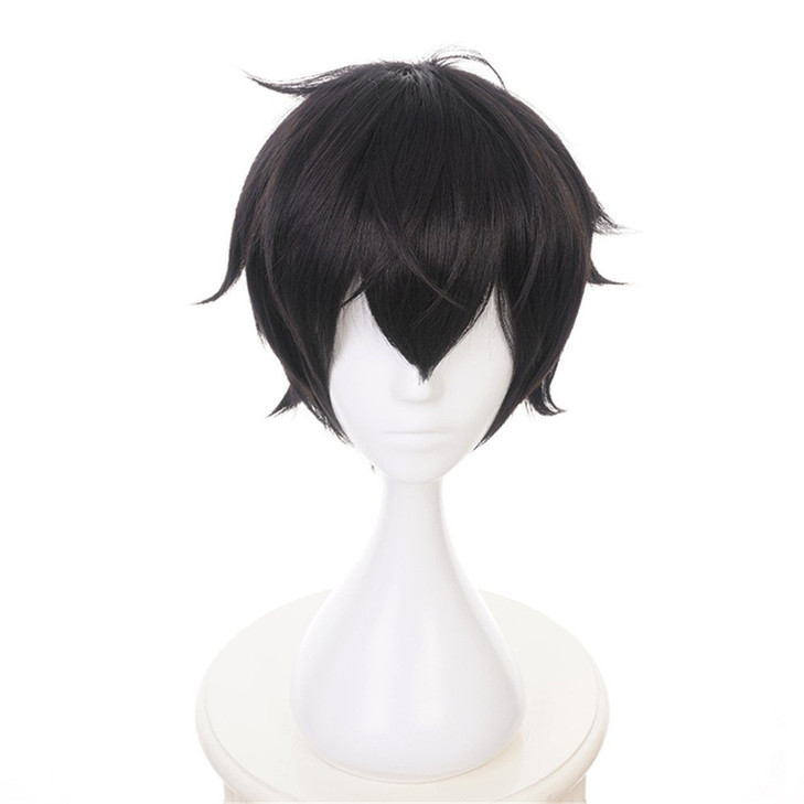 Xingwang Queen Anime Short Black Layered Cosplay Wig Party Wigs for Men Boys