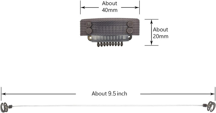 3 Pcs Invisible Elastic Wire for Hair Extensions with 4 Pcs Stainless Steel Wig Clips (Dark Brown)