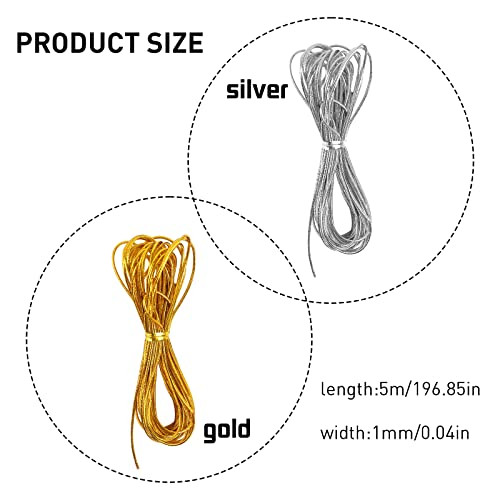 4 Pieces 5M Hair Strings for Braids Hair Accessory String, Hair Wrap String Dreadlock Braiding Rope Silver Gold Braiding Hair Deco Styling Hair Braid