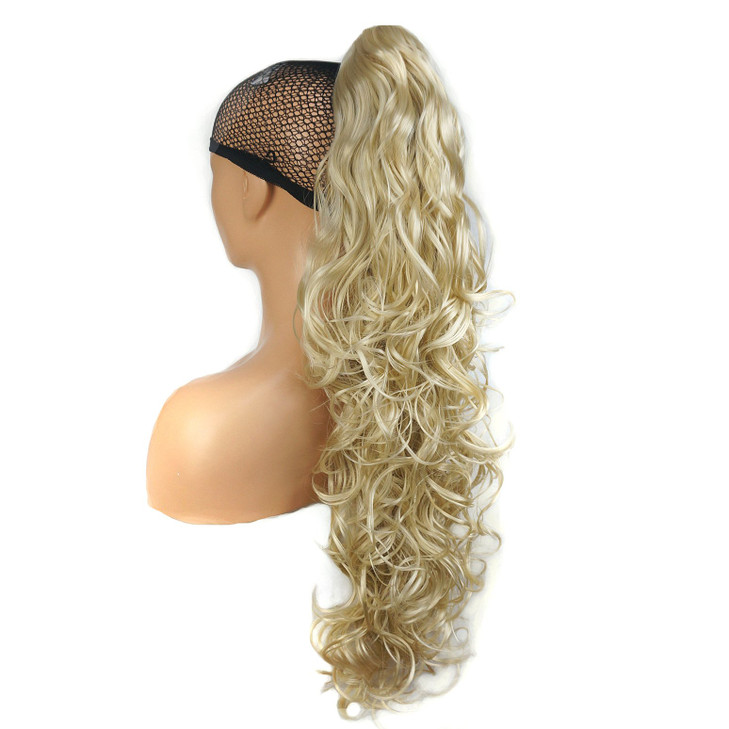 Lydell 30" Long Curly Styled Clip In Claw Ponytail Hair Extension Synthetic Hairpiece 280g with a jaw/claw clip (613 Light blonde)