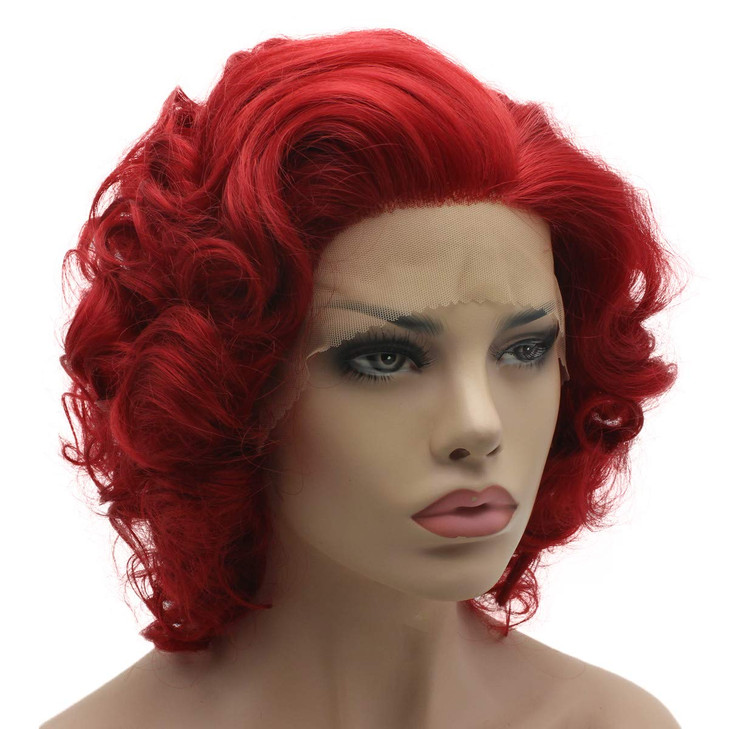 Lushy short Red Wig Heat Friendly Heavy Density Synthetic Lace Front Wig