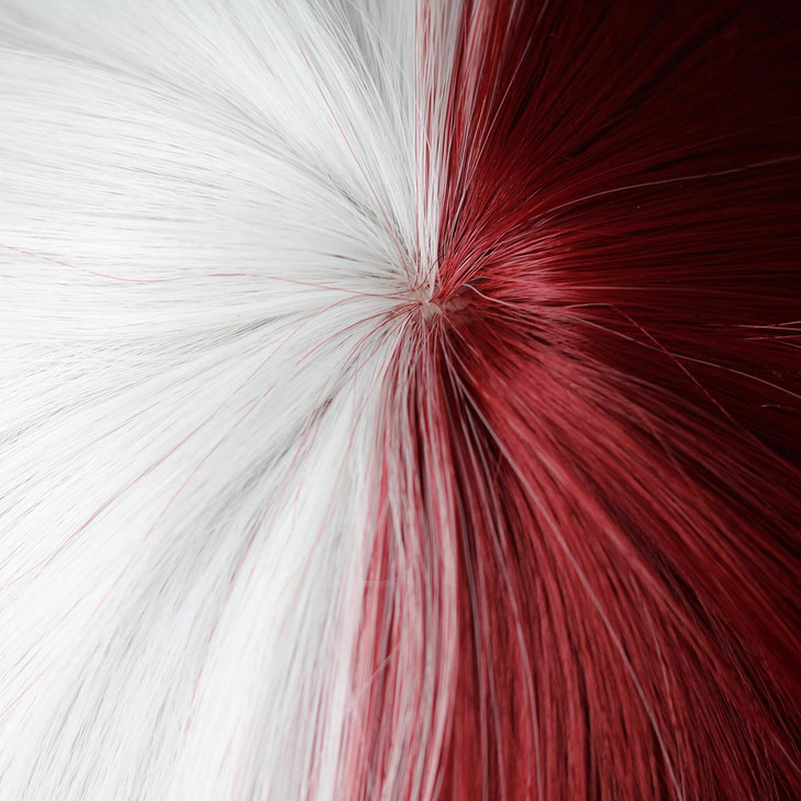 ColorGround Half Silver White Half Red Cosplay Wig for Halloween