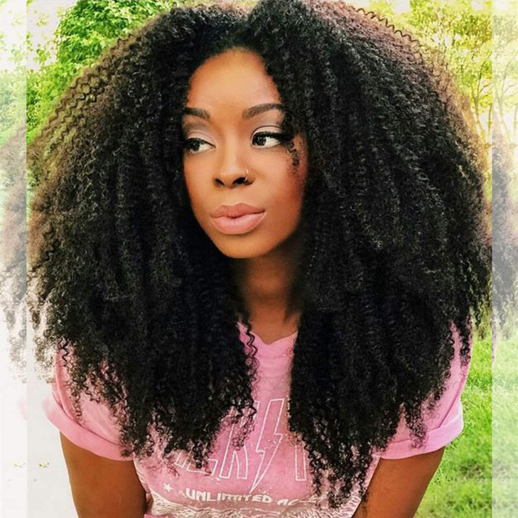 zigzag hair Afro Curly 13x6 Lace Front Wigs for Black Women Brazilian Pre Plucked Deep Part Lace Front Human Hair Wig 150% Density With Baby Hair (16