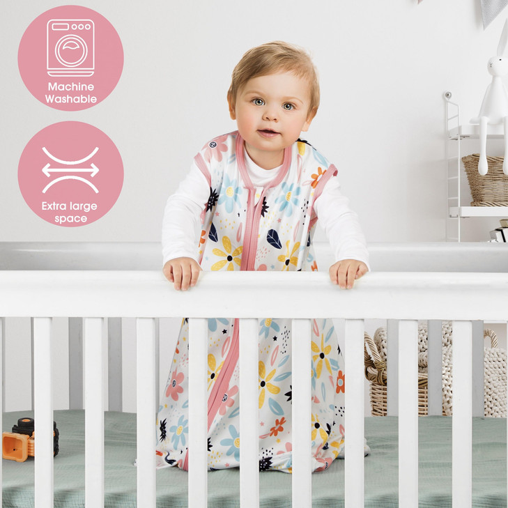 BSTOPPT 3 Pack Baby Sleep Sack 0-6 Months 100% Rayon Cotton Baby Sleeping Bag 2-Way Zipper Toddler Wearable Blankets Comfy Stretchy Lightweight TOG 0