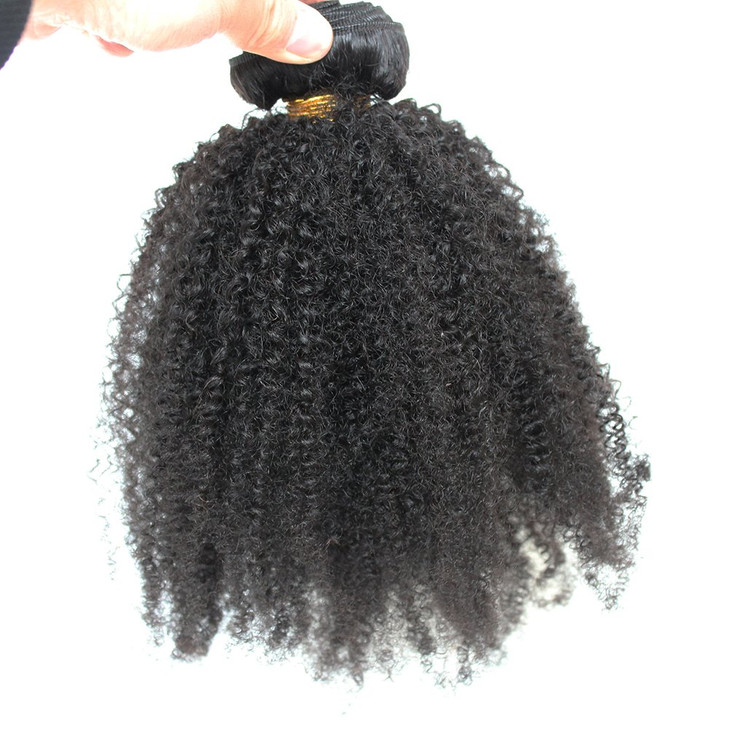 ZigZag Hair Afro Kinky Curly Hair Brazilian Virgin Hair Weave Bundles 4B 4C 100% Human Hair Bundles One Piece Double Weft Hair Extension (16inch)