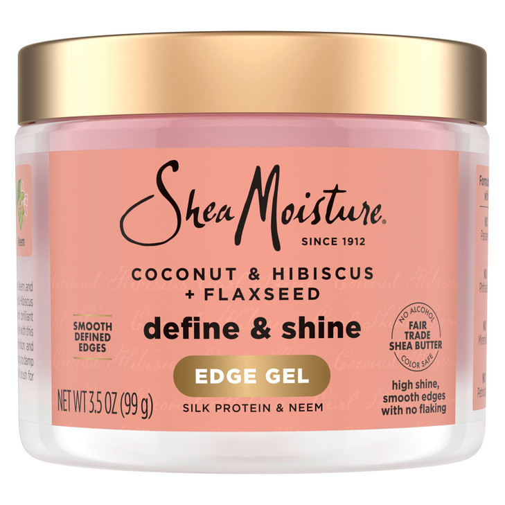 Shea Moisture Define & Shine Edge Gel + Flaxseed Coconut & Hibiscus Holds and Controls Edges All Day Infused With Glycerin, Coconut Oil and an Invigo