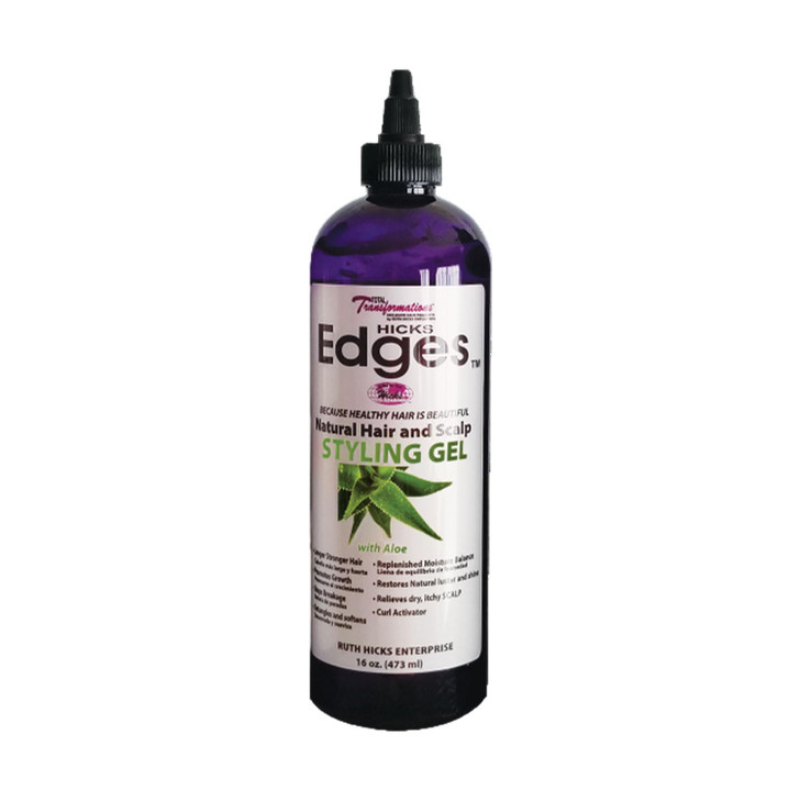 Hicks Edges Curl Activator, Definer Twist, Dry and Release Styling Gel with Aloe, Nourishing Scalp-Soothing Formula for Vibrant Healthy Hair (16 oz)