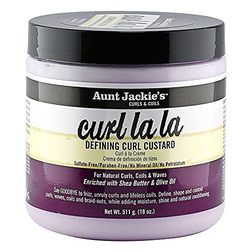 Aunt Jackie's Hair Styling Agent Curl Custard, 18 oz - For Natural Hair Curls, Coils and Waves, Enriched with Shea Butter and Olive Oil