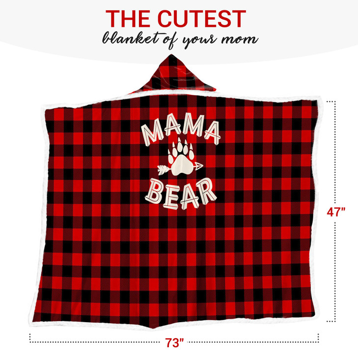 Vprintes Mama Bear Wearable Blanket Hoodie - Gifts for Mom -Birthday Gifts for Wife from Husband - Mom Birthday Gift Ideas