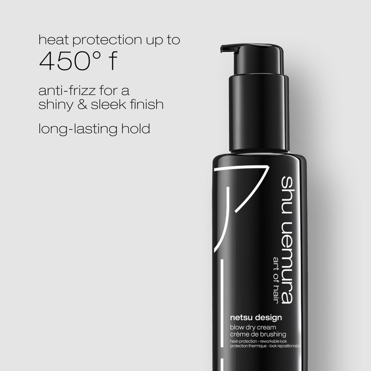 shu uemura art of hair Netsu Design Blow Dry Cream - Styling Primer and Heat Protectant, Adds Volume and Smoothness, Medium Hold and Flexible Control
