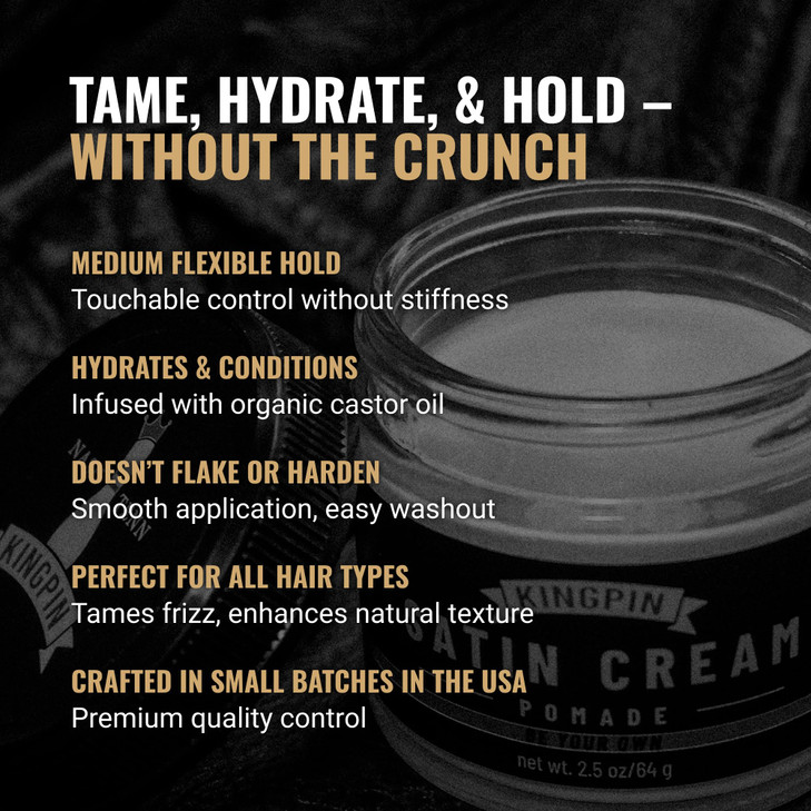 Satin Cream Hair Wax for Smooth Styling - Medium Hold & Natural Finish - Lightweight, Non-Greasy Hair Pomade for Men, All-Day Control & Texture - 4.5