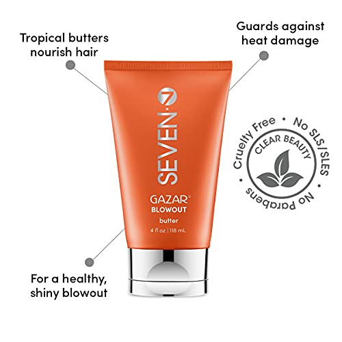 SEVEN Hair Care Gazar Blowout Butter Curly Hair Styling Curl Cream, Anti-Frizz, Hydrating, Thermal Heat Protection with Coconut Oil, Jojoba, Murumuru