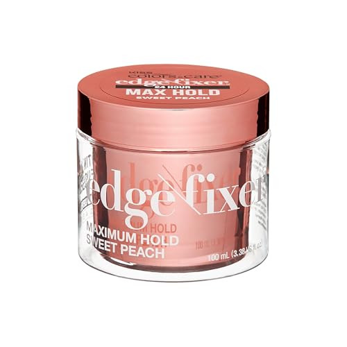 KISS COLORS & CARE Maximum Hold Edge Fixer, Non-Greasy Gel Formula Infused With Biotin B7, 24 Hour Hold, Sweet Peach Scented, 3.38 Fl. Oz. (100 ml)