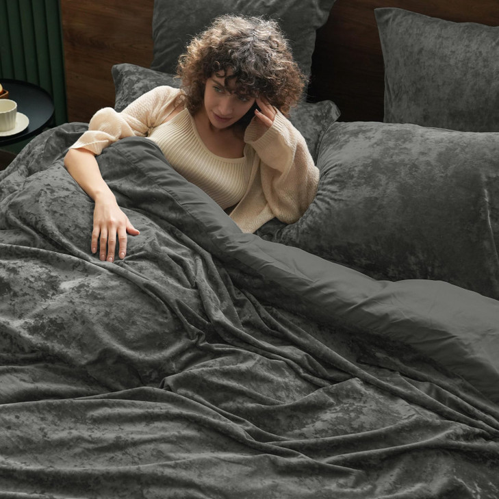 PHF Truly Velvet Duvet Cover Set King Size, 3pcs Ultra Soft Breathable Comforter Cover Set, Luxury Cozy Flannel Duvet Cover with Pillow Shams Bedding