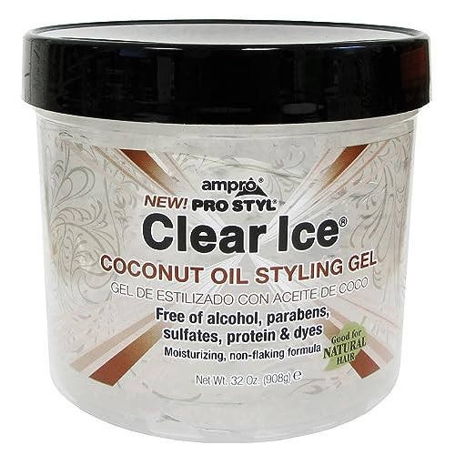 Ampro Pro Styl Coconut Styling Gel - Moisturizes and Conditions Your Strands - Non-Flaking, Alcohol Free, Vegan Formula - Flexible, Touchable Hold fo