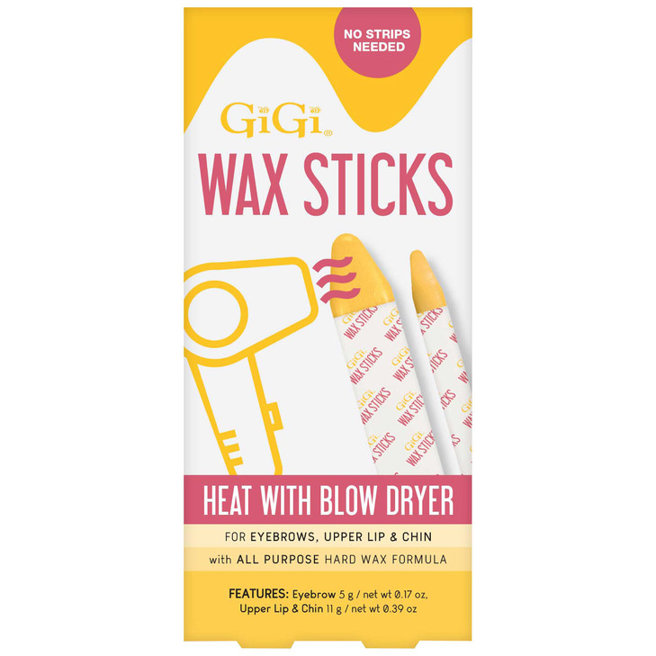 GiGi Wax Sticks for Hair Removal  Hard Wax Kit for Eyebrows, Upper Lip & Chin  No Strip Waxing Sticks, Easy to Use, Heats with Blow Dryer