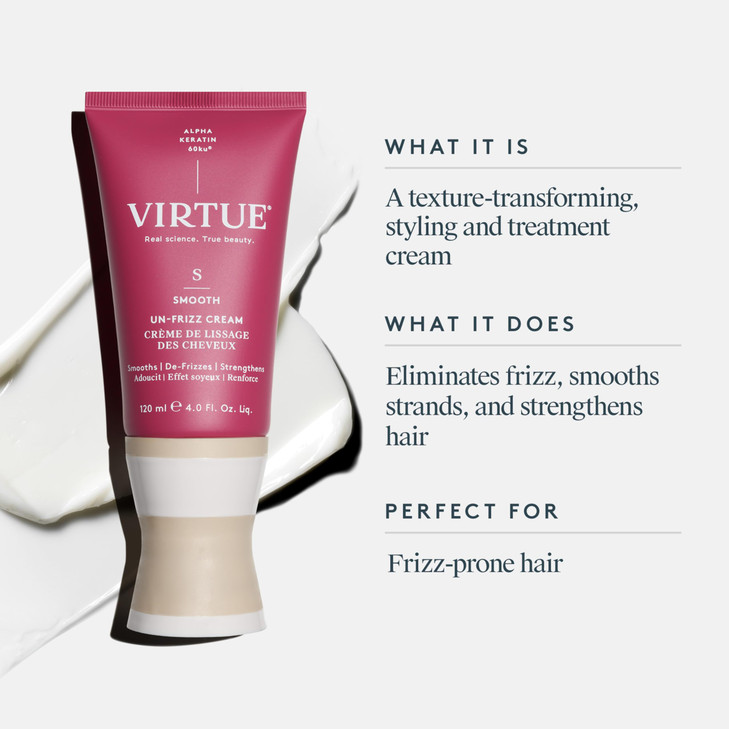 Virtue Un-Frizz Leave-In Hair Treatment for Curly Hair and Frizz Control, Sulfate Free, Safe for All Hair Types, Color Safe