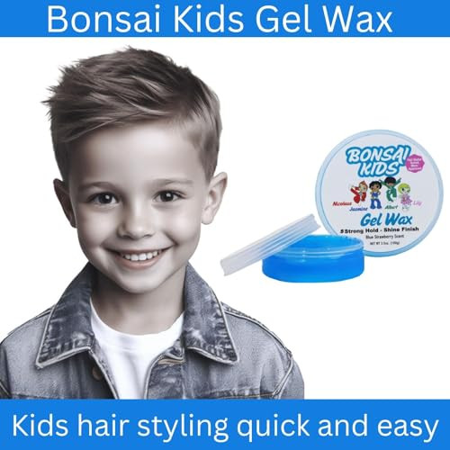 Bonsai Kids Boys Hair Gel Wax - Strong Hold for Toddlers & Kids, Tame Flyaways, Ponytails, Buns & All-Day Styles