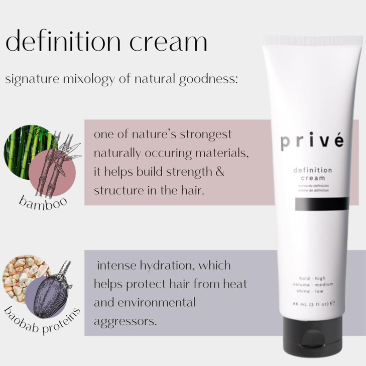 Privé Definition Hair Cream - High Hold Styling Cream for Smoothing, Molding & Shaping - Anti Frizz Hair Products for Slick Back Looks - Adds Texture