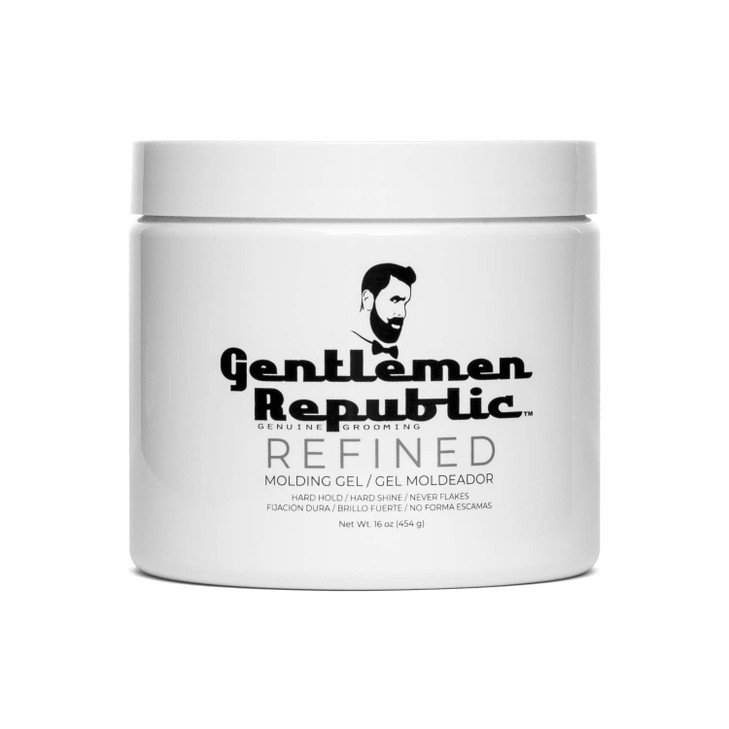 Gentlemen Republic Refined Hair Gel for Men 16oz - Professional Formula for 24 Hr Shine and Strong Hold, Humidity Resistant Styling Gel for hair, 100